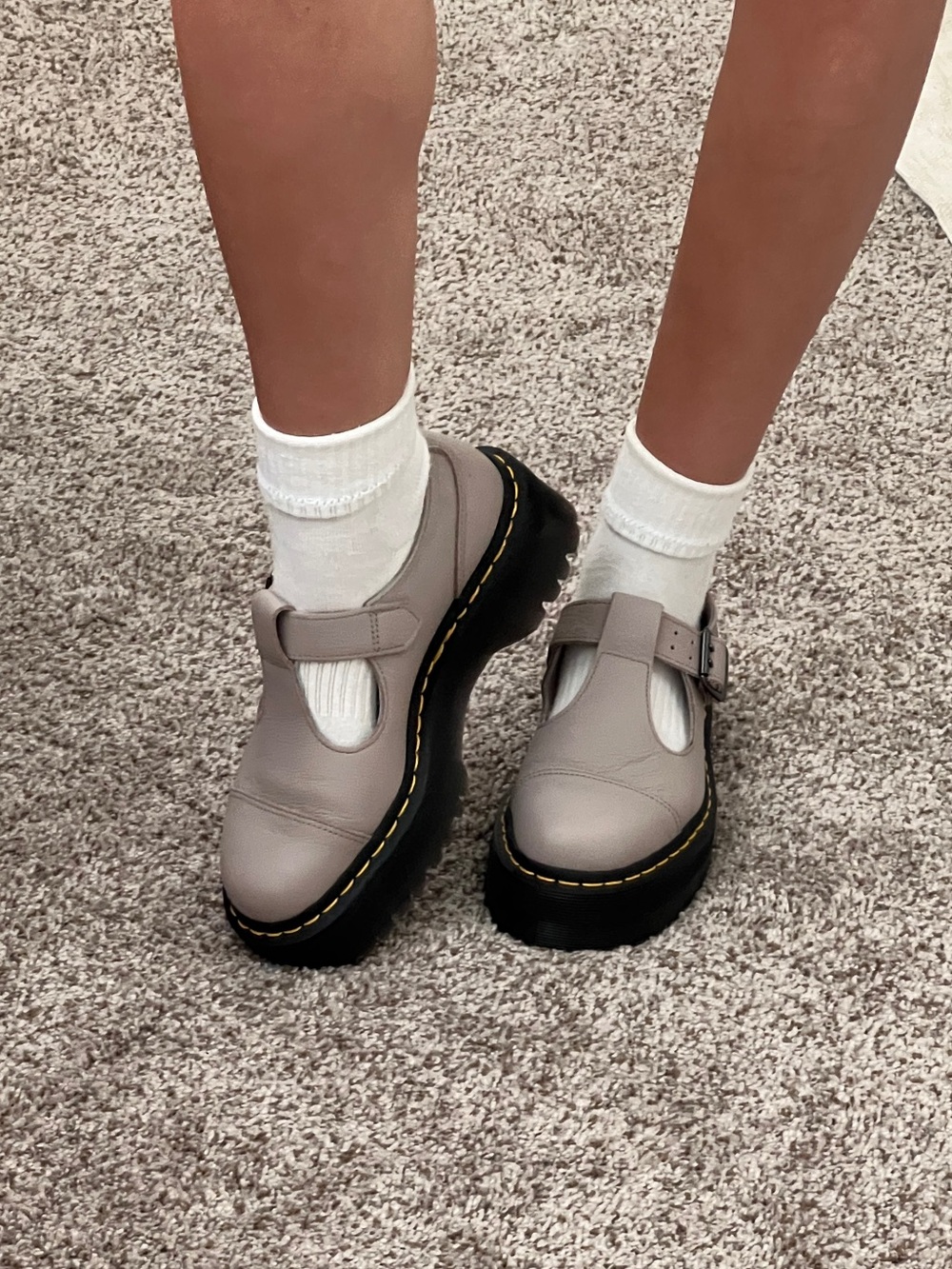 Dr. Martens Bethan Pisa Leather Platform Mary Jane — Vintage Taupe - Picture 5 of 11